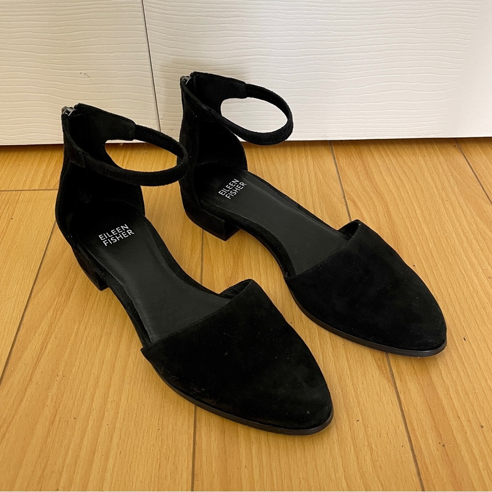 Eileen Fisher Hutton Black Suede Flats
